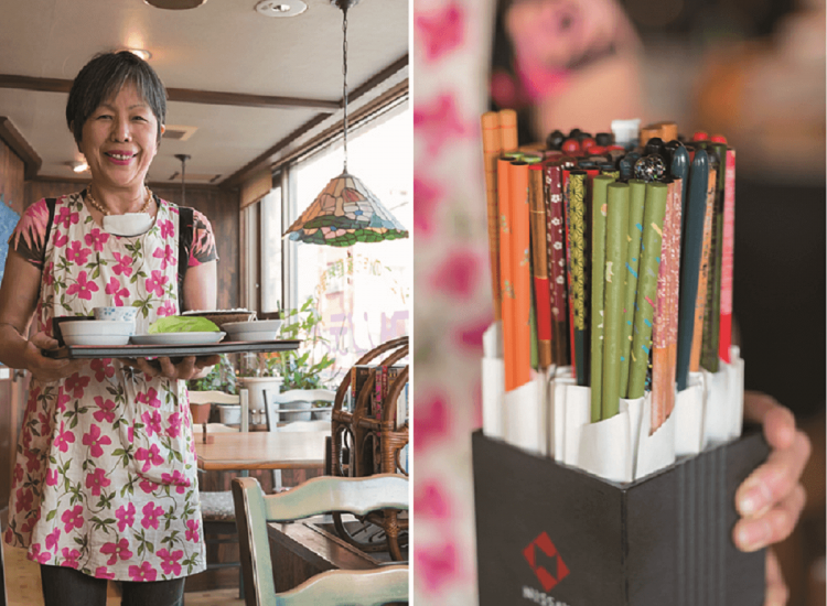 常連客にプレゼントしたMY箸。「名前は書いていないけど、どれが誰の箸か全部覚えているんですよ」と鈴木さん。
