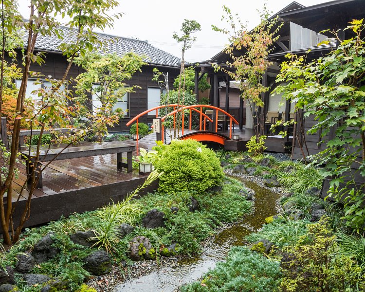 敷地内は和の風情で、中庭もこの通り。