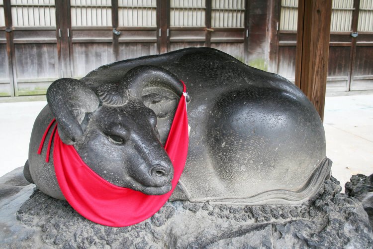 多くの人に撫でられ黒光りしている。