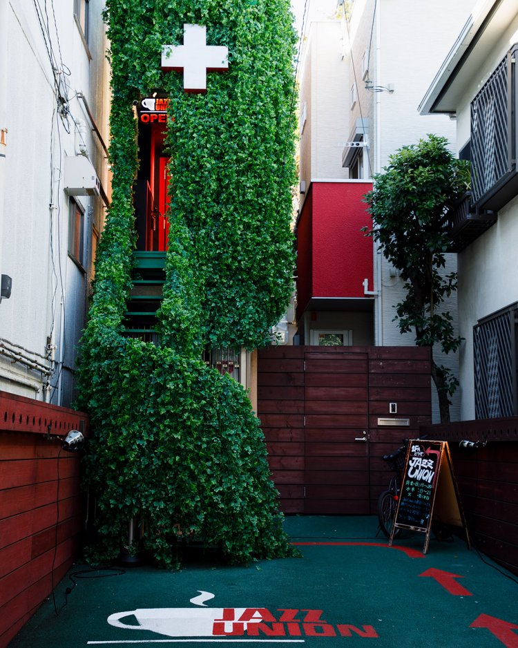 緑絡まる螺旋階段で2階へ。