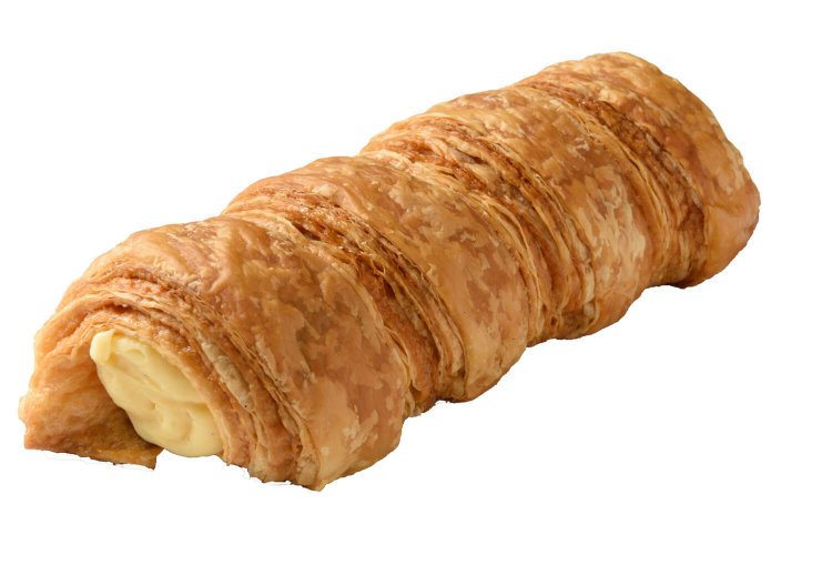 注文ごとに自家製クリームを詰めてくれるクリームホーン200円。