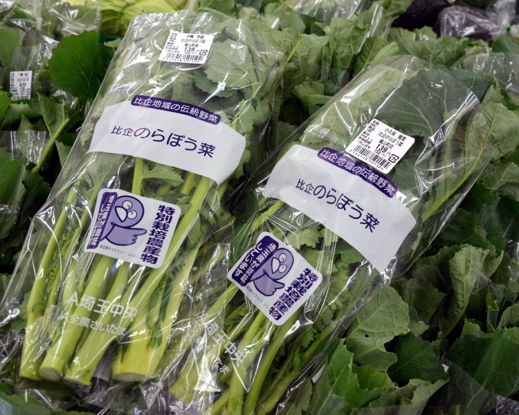 のらぼう菜は、比企地方ならではの野菜。最盛期は３〜４月。