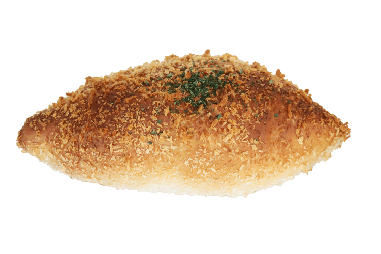 田畑家こだわりの自家製焼きカレーパン194 円。カレーはやや辛口だ。