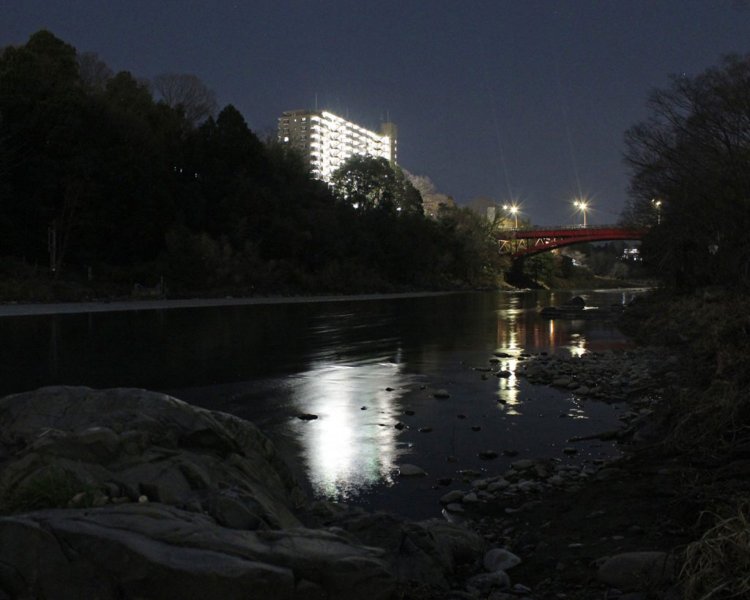 千ヶ瀬の渡し跡と調布橋。