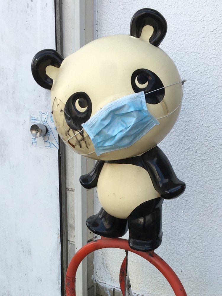 裸体にマスク姿のシンシン