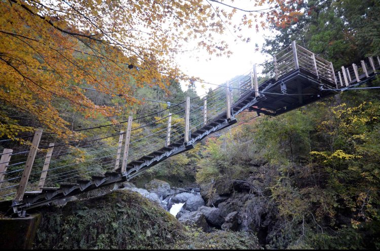 階段状でテラス付きの竜神橋は大柳川渓流公園の駐車場からすぐ。