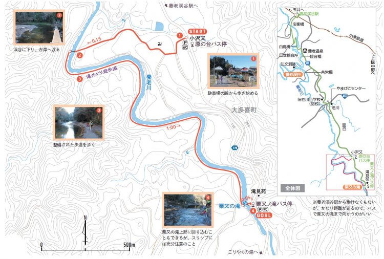 親子で山登り　千葉県養老渓谷map