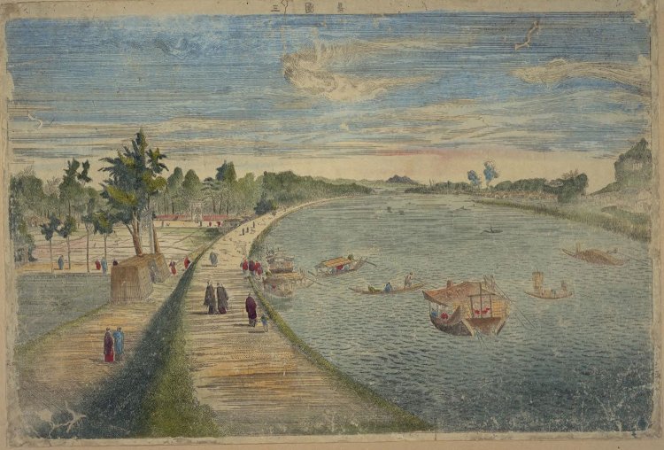 司馬江漢『三圍景』。「左右が逆だから…」と考えながら今の景色と見比べながら眺めると楽しいです。（出典：国立国会図書館ウェブサイト）