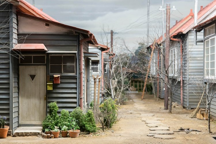 『豊島区立郷土資料館』に展示されている10分の１スケールのアトリエ付き住宅の模型。