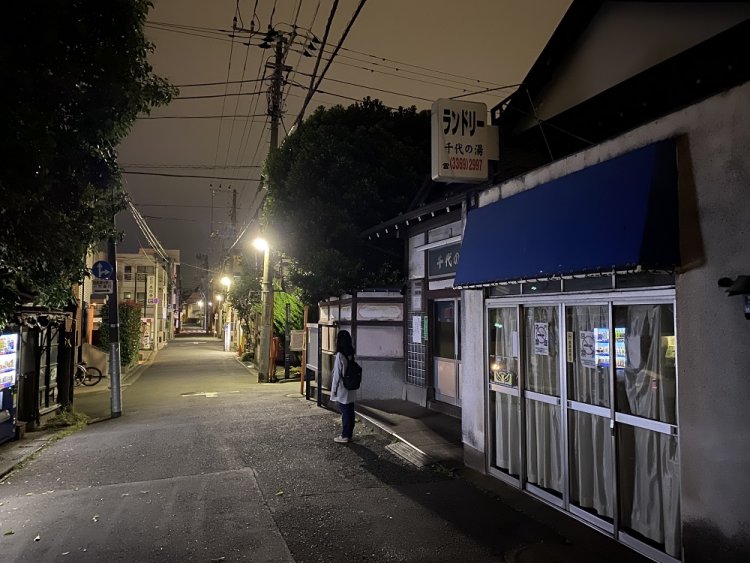 写真の奥、桃園川緑道は東西に走る。