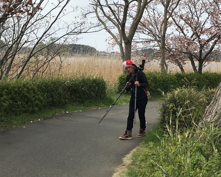 カーブや三差路の先に鳥がいることも。逃げられないよう、静かにゆっくりと道の先をのぞこう。