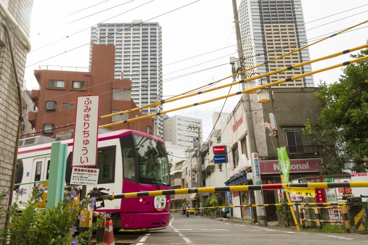 電車が踏切を通ると、その迫力に圧倒される。踏切待ちも風情あり。