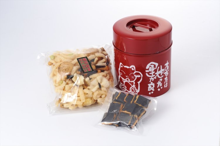 開運缶(招き猫)。