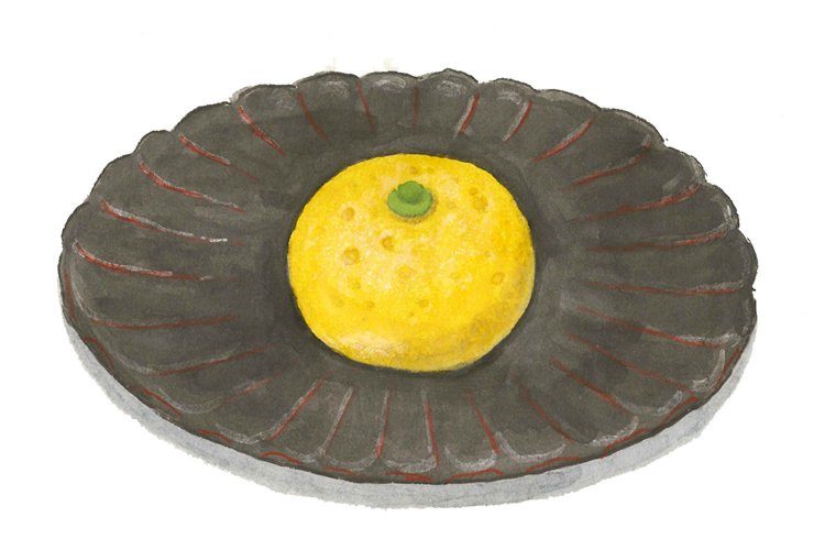 森下さんが描いた『長門』の柚子まんじゅう。