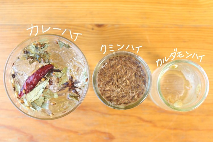 左から、スパイスカレーハイ、クミンハイ、カルダモンハイ。