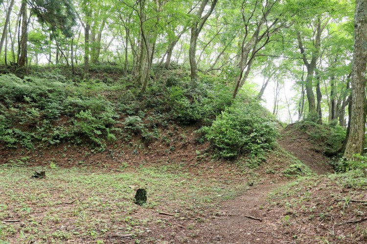 観音屋敷側から。右手奥が食い違い虎口。