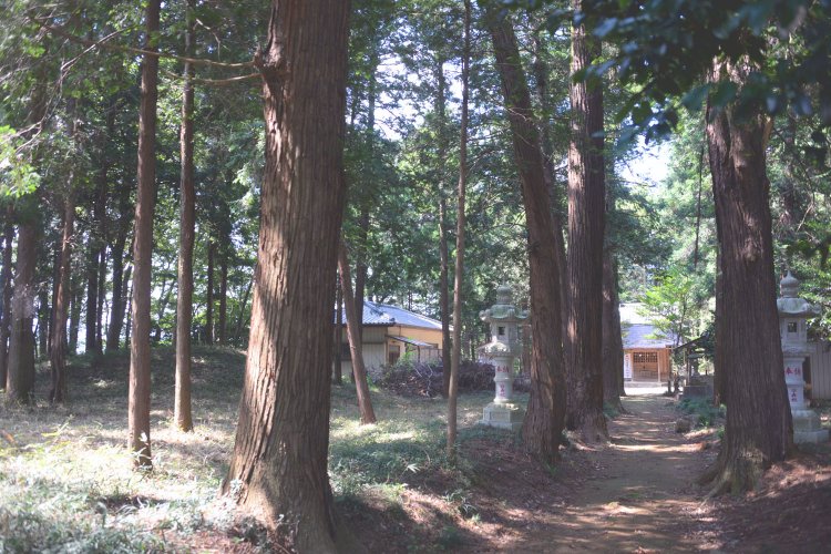 境内を歩くと「八つ墓村」感も少々。左に古墳が一つ見える。