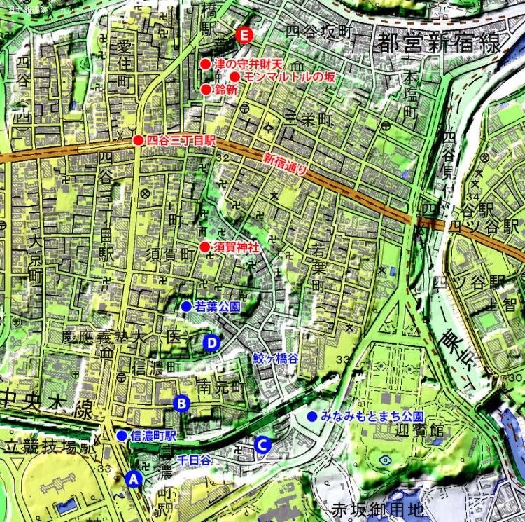 ※青字の箇所は前編で歩いた場所