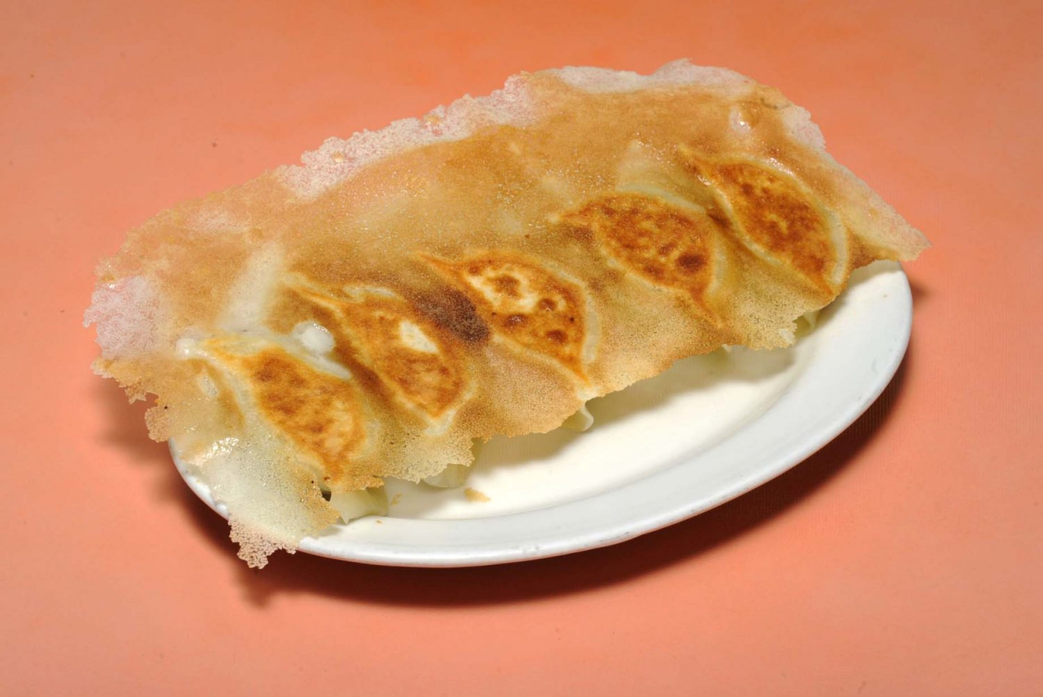 店の看板メニューとなっている羽根付き焼き餃子は5個300円と格安。