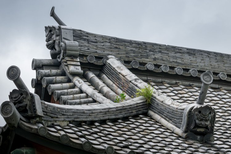 仁王門の鬼瓦は、なぜか裏側から見たほうがカッコいい。