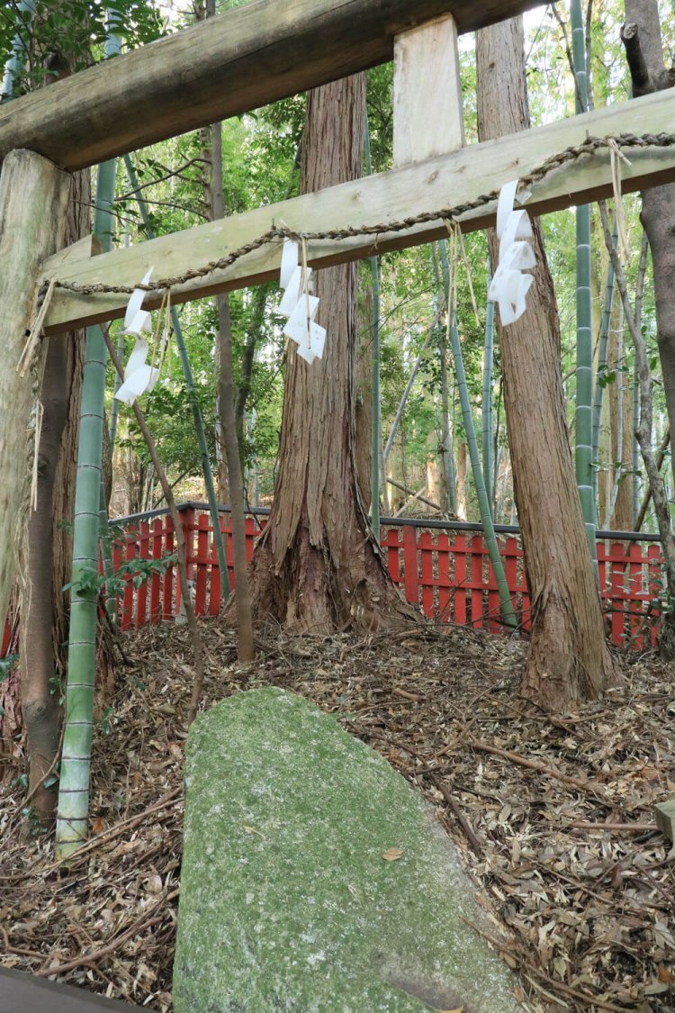 参道の途中にある「御足形」。