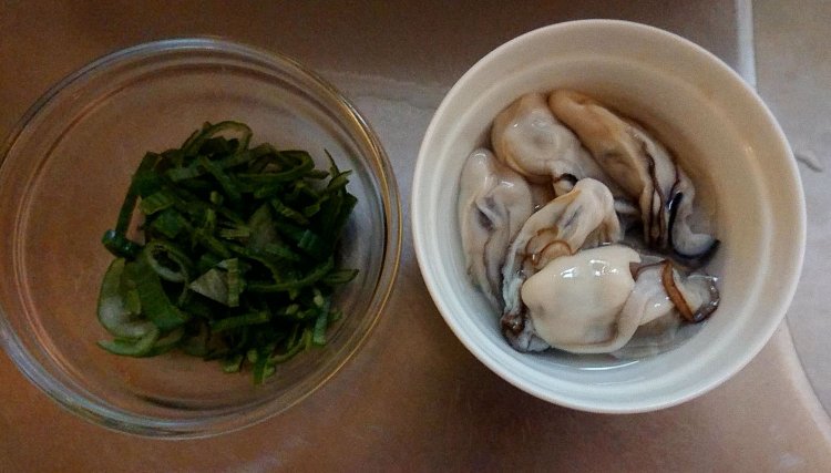 青ネギと牡蠣