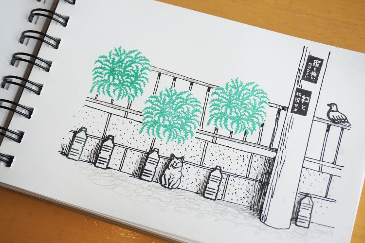 こんな形で絵を書き足して楽しむことも可能。なお一番人気は猫のはんこだそう。