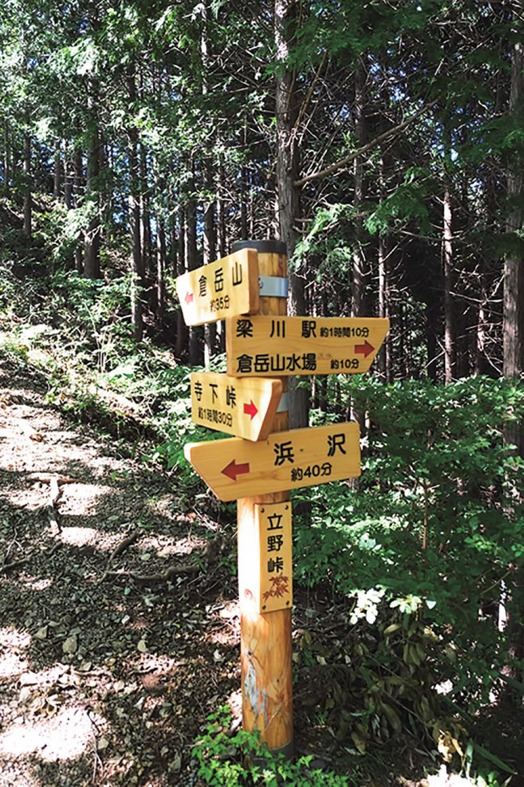 梁川駅からおよそ2時間で立野峠に。ここから尾根を上がって行くと倉岳山の山頂。