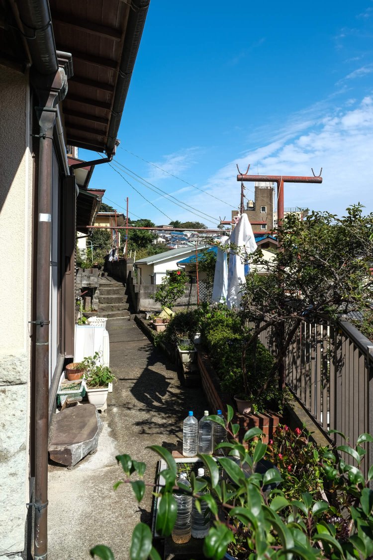 さすがに通るのをためらうが、ここも立派な背戸道だとか。