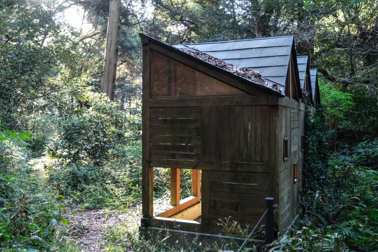 遊歩道沿いには野鳥観察小屋もある。