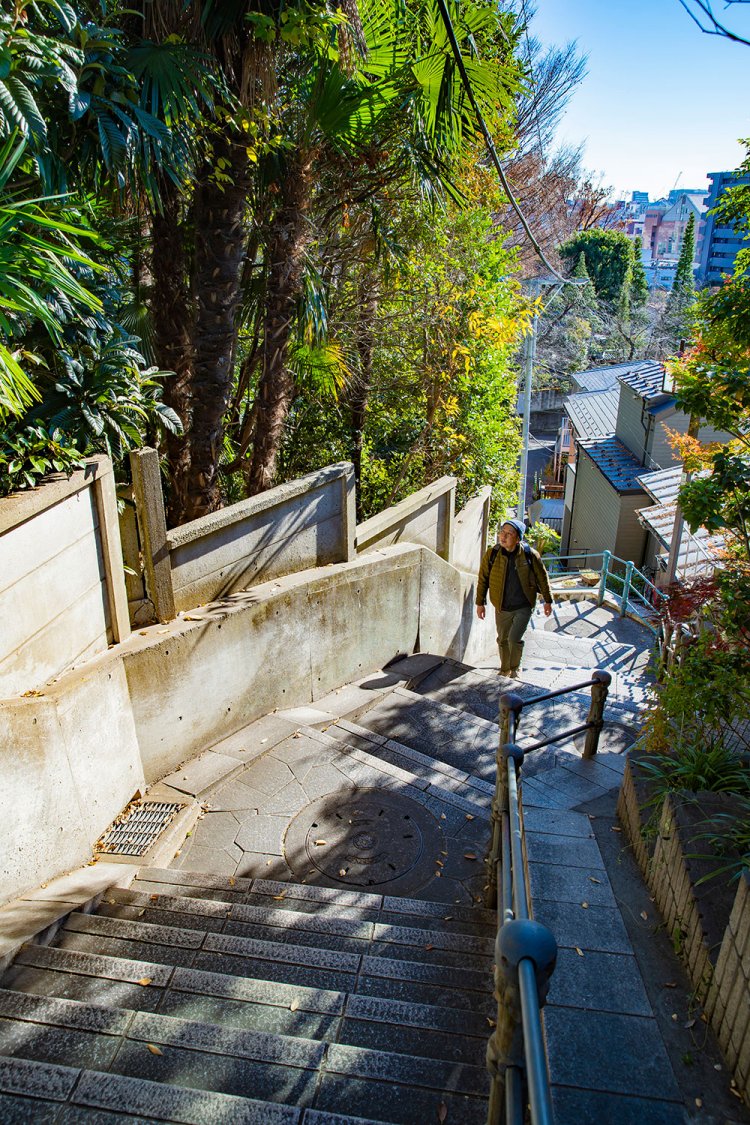 階段は大小計5つの曲がり角をもつ。この先にどんな風景が待つのか期待できるのも曲がり階段の魅力！