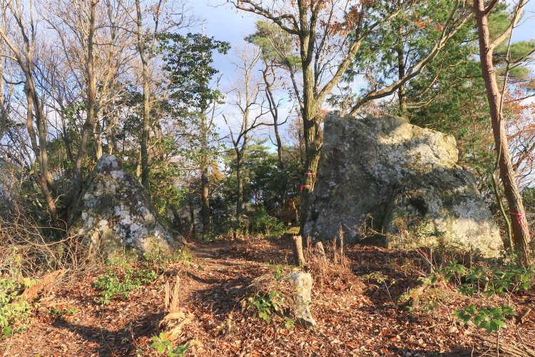 東郭の中央部は巨石で幅を狭めて平虎口風に。