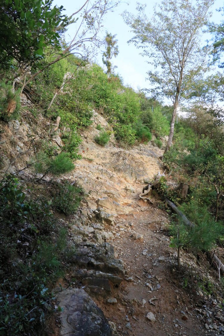 絵に描いたような崖っぷちを進む。