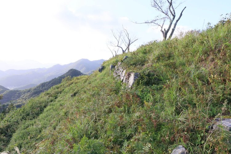 二の丸の南西側面。石垣で強化されている。