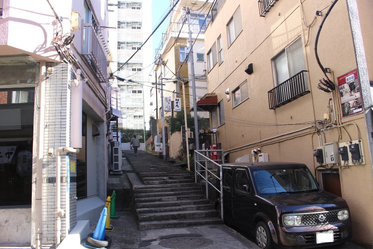 谷底にある神泉には、こんな階段があちこちに。