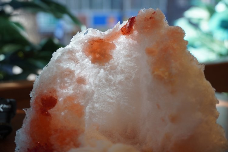 ふんわりと削られた氷はうっすら陽が透けてきれい。