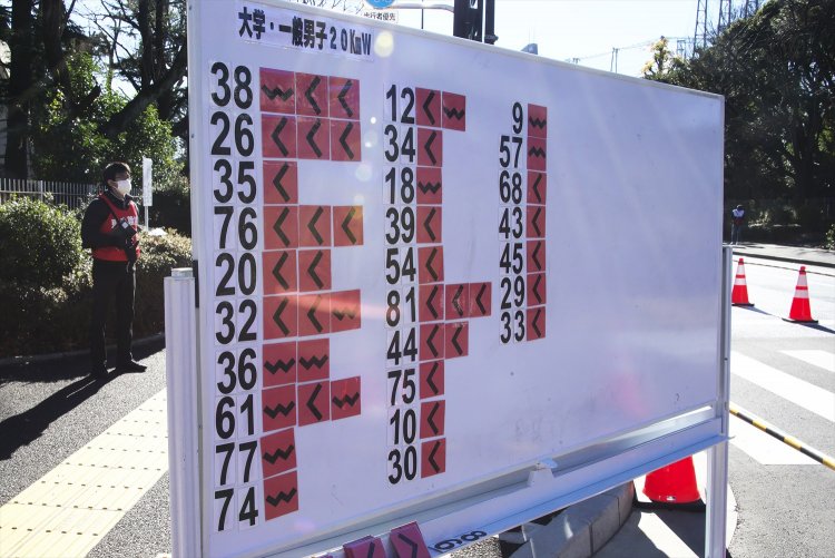 「W」は両足が地面から離れた時、「＜」は着地した足が地面に垂直になる前に膝を曲げてしまう反則を意味する。審判員が目視し、カード3枚で失格。