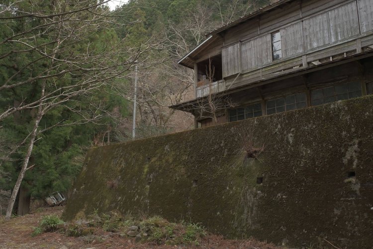 廃屋の下にある広場の先を見ると、何やら白い物体が見える。