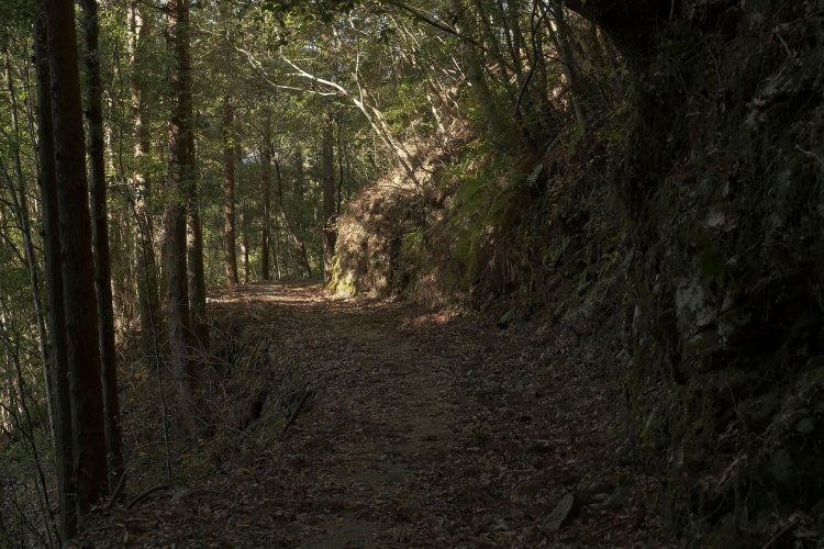 小道は先ほどのミゼットが通れるくらいの幅はありそうです。もっとも、ガードレールすらなく、仮に通れたとしても、かなり怖い思いをしながらの運転だったのではなかろうか。