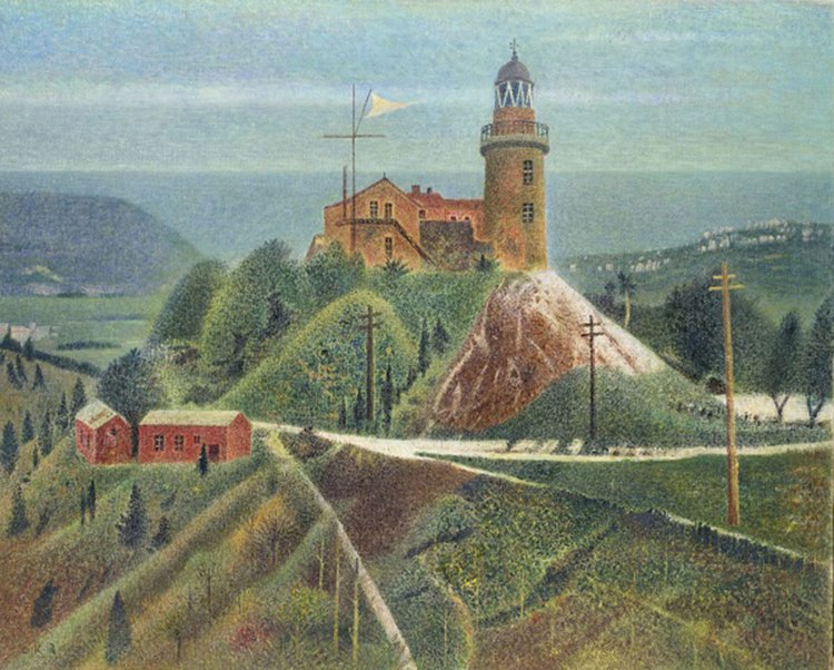 岡鹿之助《燈台》昭和42年（1967）油彩、キャンバス　ポーラ美術館蔵