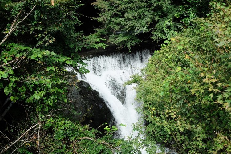古里駅の先、多摩川に注ぐ入川に落ちる清見滝。御嶽参詣に行く前に身を清めた滝だそうだ。