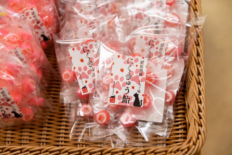 オリジナルのにくきゅう飴 10粒入り220円、180g(18~20粒入り)350円。