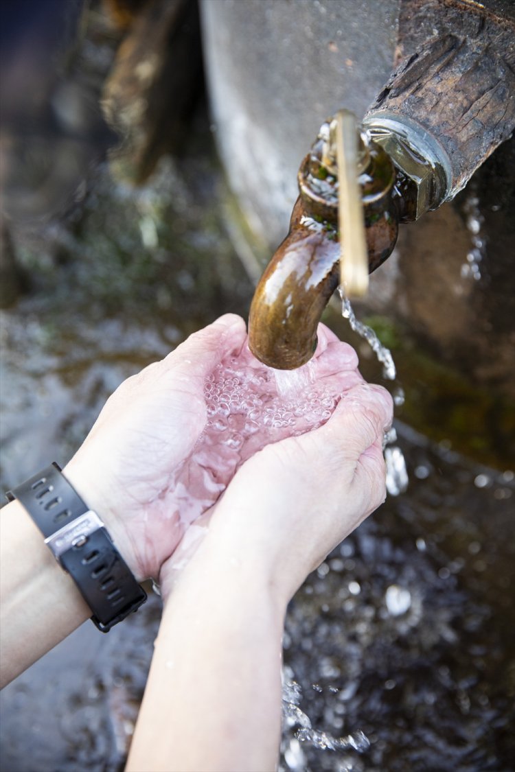 町のいたるところに自噴井戸が。