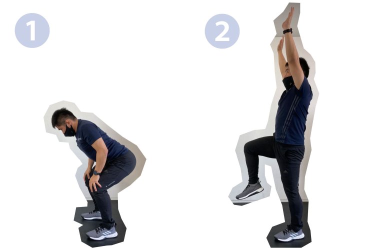 【健康さんぽ相談室】バンザイスクワット交互腿上げ