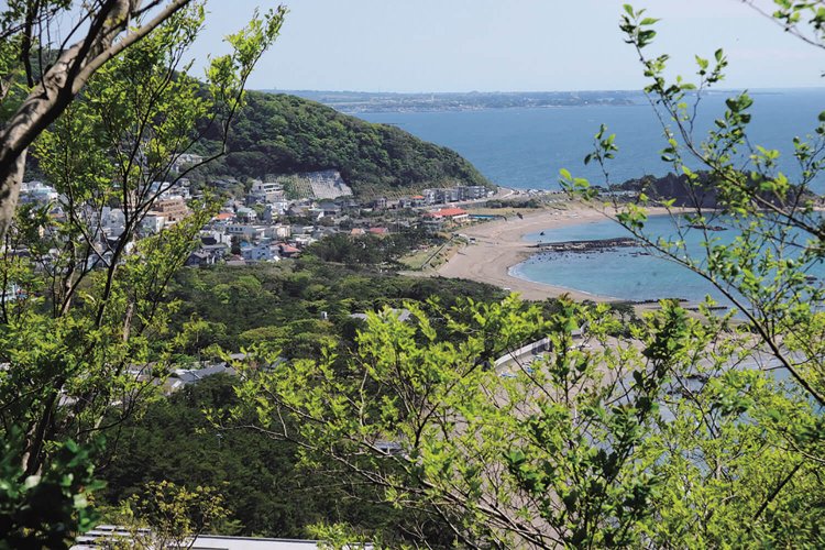 大峰山の西の尾根からは一色海岸眼下に望める。