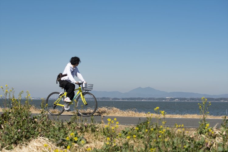 湖南側の阿見町や美浦村では、常に対岸の筑波山を横目に走る。