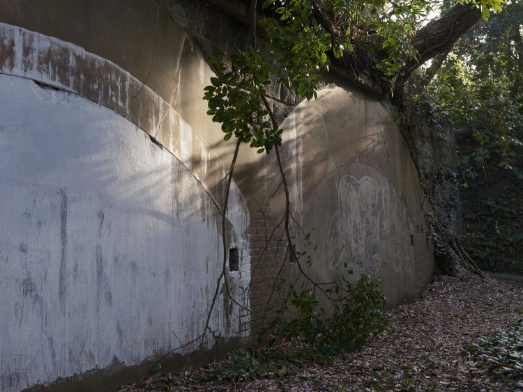 掩蔽部はコンクリートで封印されており、内部がどうなっているか窺い知れない。