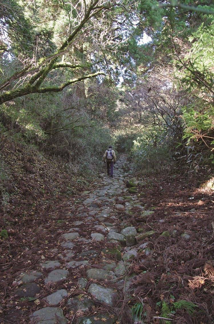 芦川の石仏の先には石畳の道が残る。