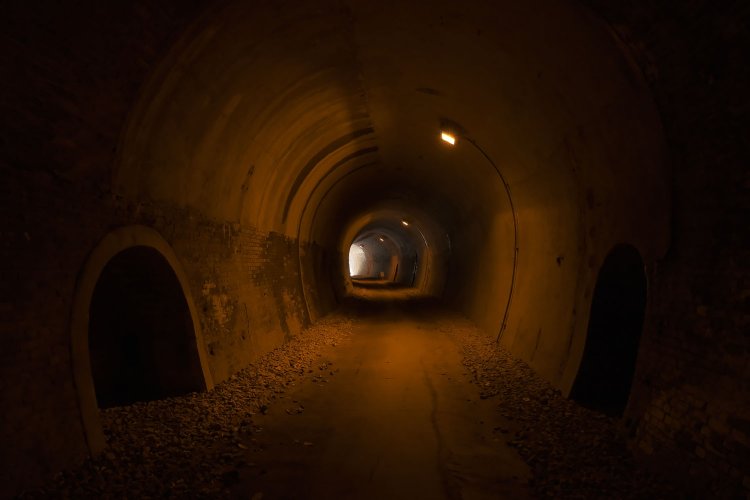 内部には列車待避用の横穴が残されている。