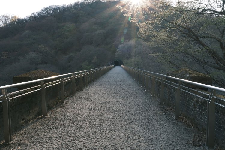 第５トンネルからみた碓氷第３橋梁の上部。欄干が低いので要注意！